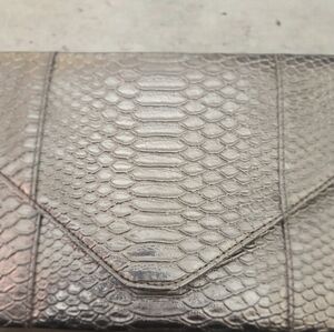 Urban Expressions Metallic Snake-Embossed Clutch in Silver